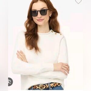 J. Crew Roll Neck Ivory Sweater with Buttons